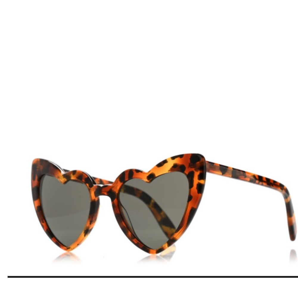 YSL- Saint Laurent Women's Brown Loulou Heart-shaped Tortoiseshell Sunglasses